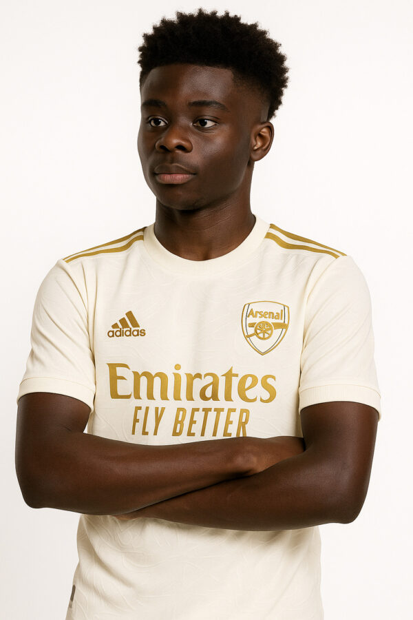 Arsenal FC 2023/24 Third Jersey – White & Gold – Adidas – Emirates "Fly Better" Edition